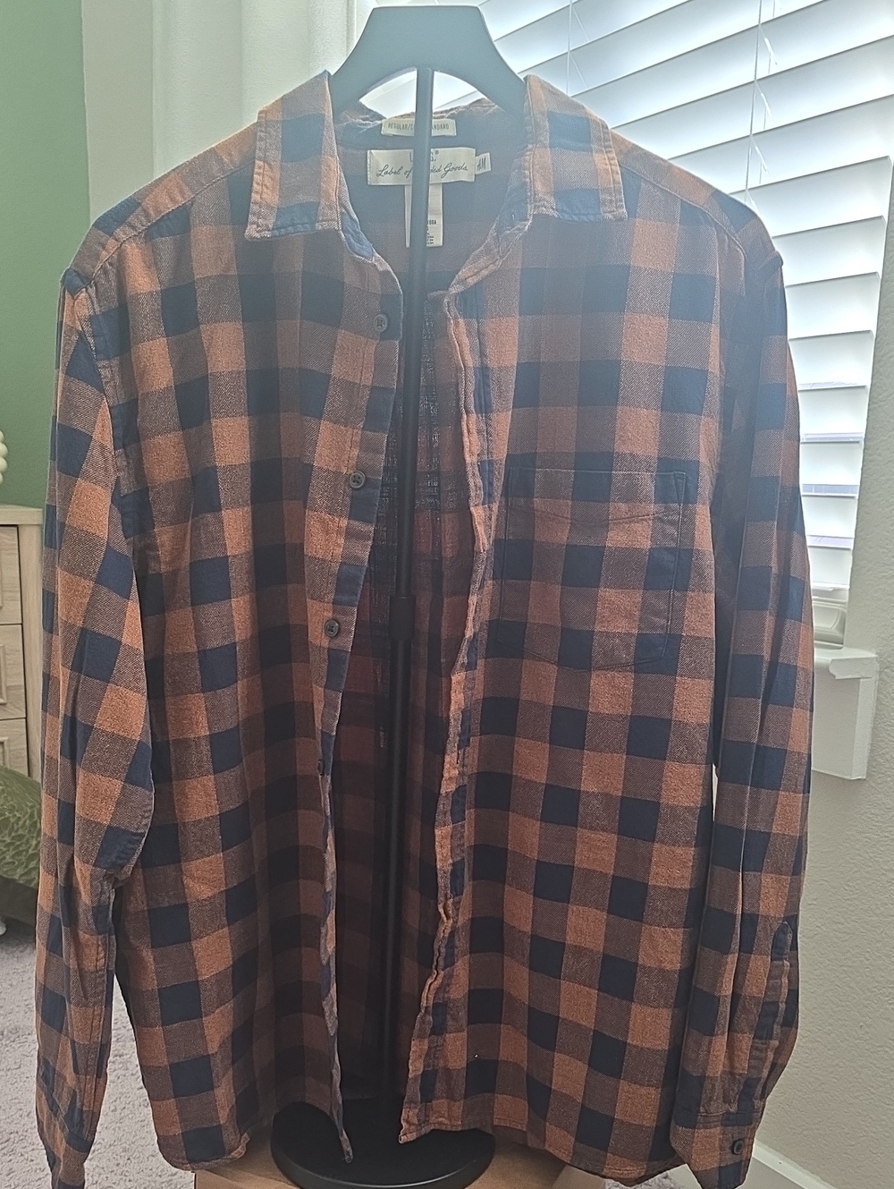 H&M Orange and Black Buffalo Plaid Shirt Jacket